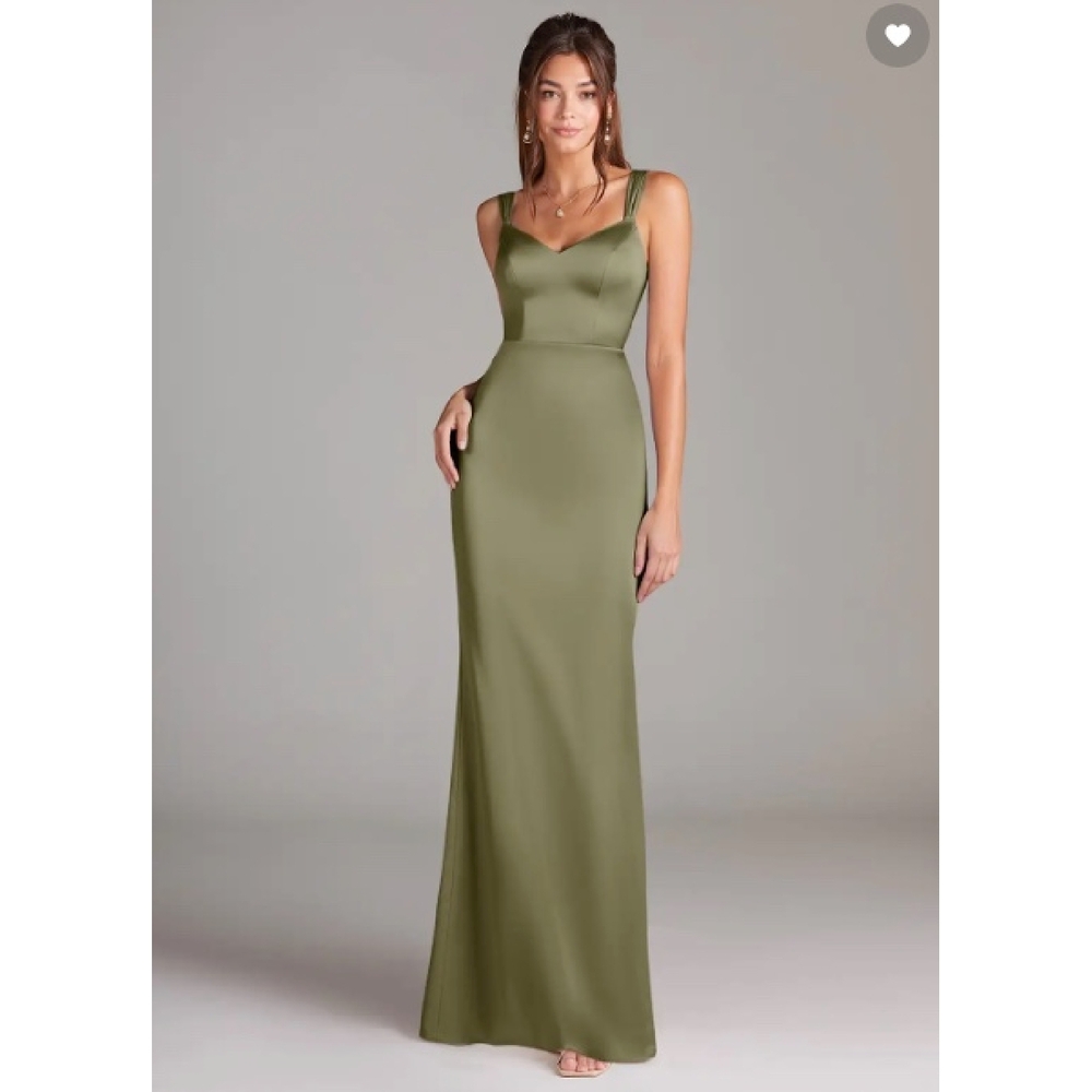 Olive Green Satin Slip Evening Gown